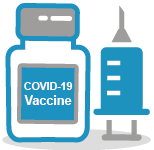 Covid-19 vaccination vial and syringe icons