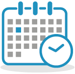 Icon style calander with clock face to the front