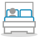 Icon style images of bed with patient in it