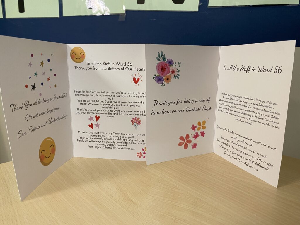 Two cards with messages of thanks from former patients and relatives.