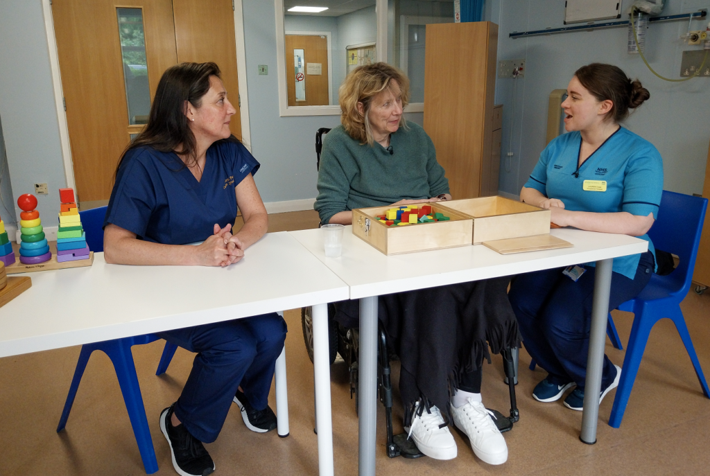 Dr Mariel Purcell, Melanie Reid and Occupational Therapist Lauren Cope