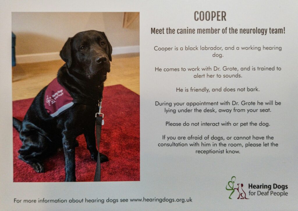 The 'calling card' handed to patients, explaining the role of Cooper.