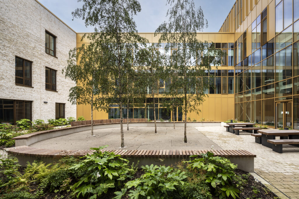 One of the internal courtyards at the new Parkhead HUB